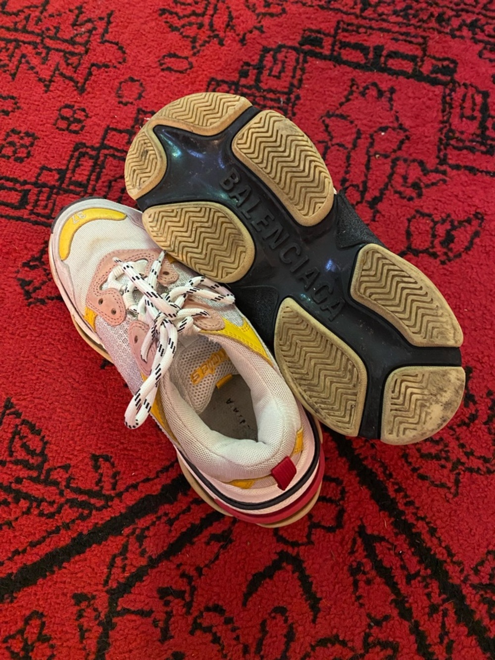 Balenciaga Triple S Sneakers in Yellow, Pink & Black Accent - Picture 3 of 9
